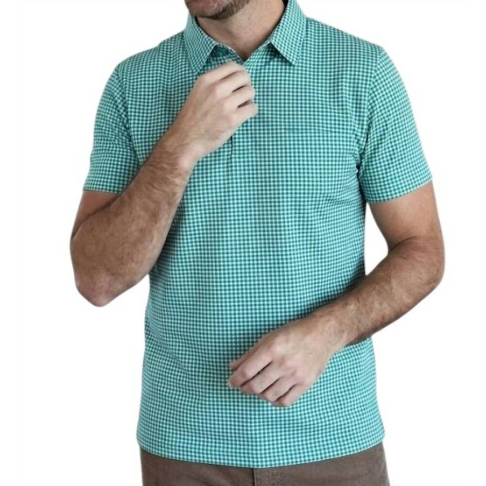 NEW POPS POLOS men's short-sleeve plaid polo in green